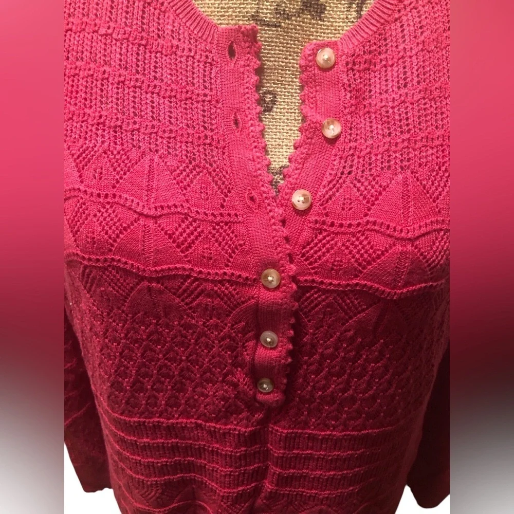 Sundance Whispering Winds Henley- Lipstick, Size XL (PTP 41-43) - Picture 3 of 11